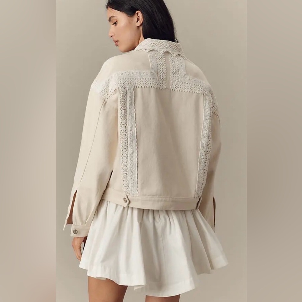 NWT Anthropologie Lace Denim Jacket XL